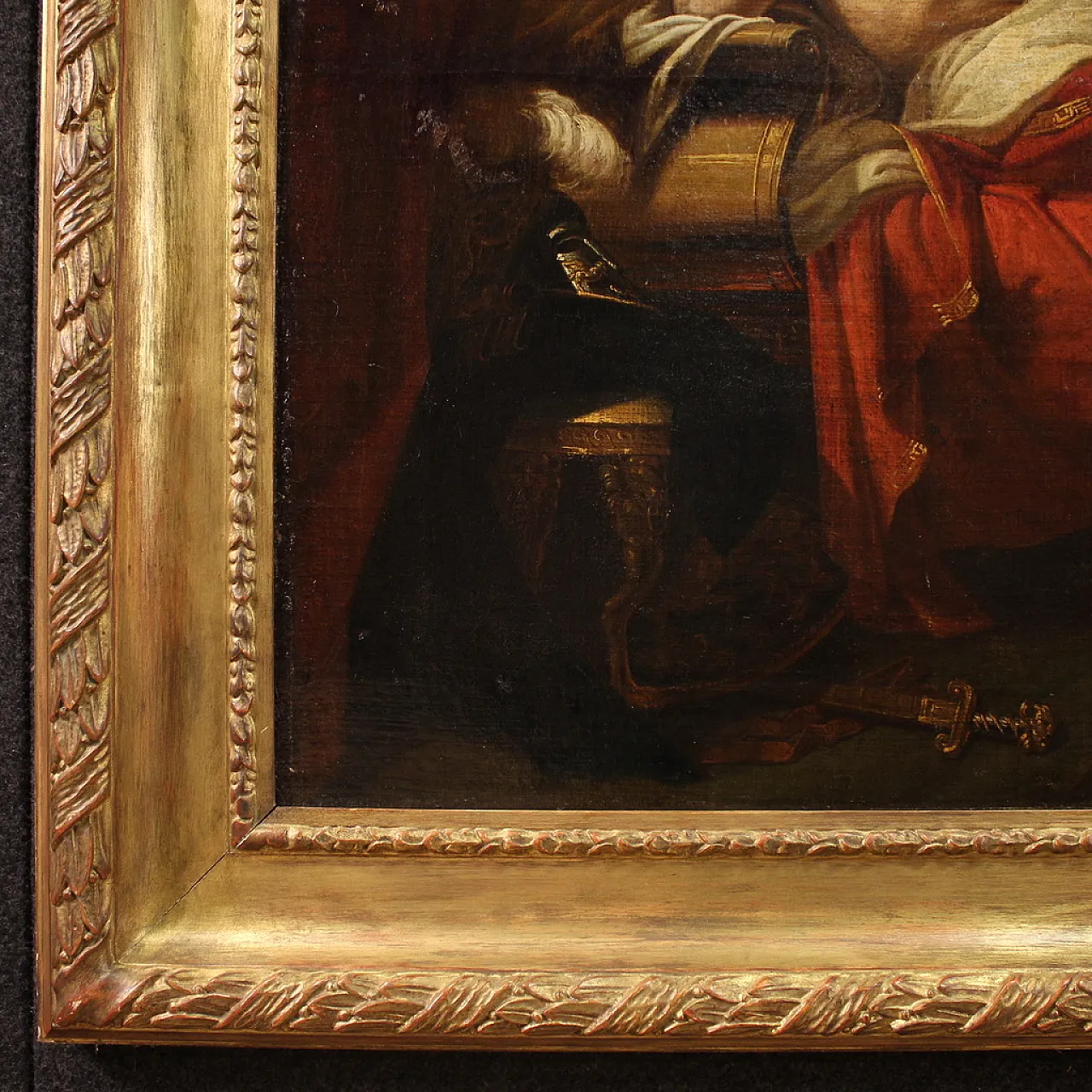 Dipinto Neoclassico con Alessandro Magno, olio su tela, '700 9