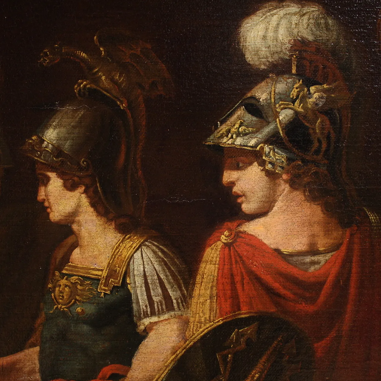 Dipinto Neoclassico con Alessandro Magno, olio su tela, '700 12