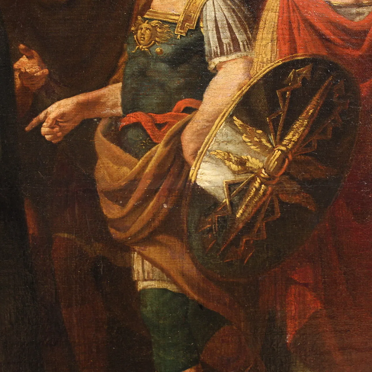 Dipinto Neoclassico con Alessandro Magno, olio su tela, '700 14