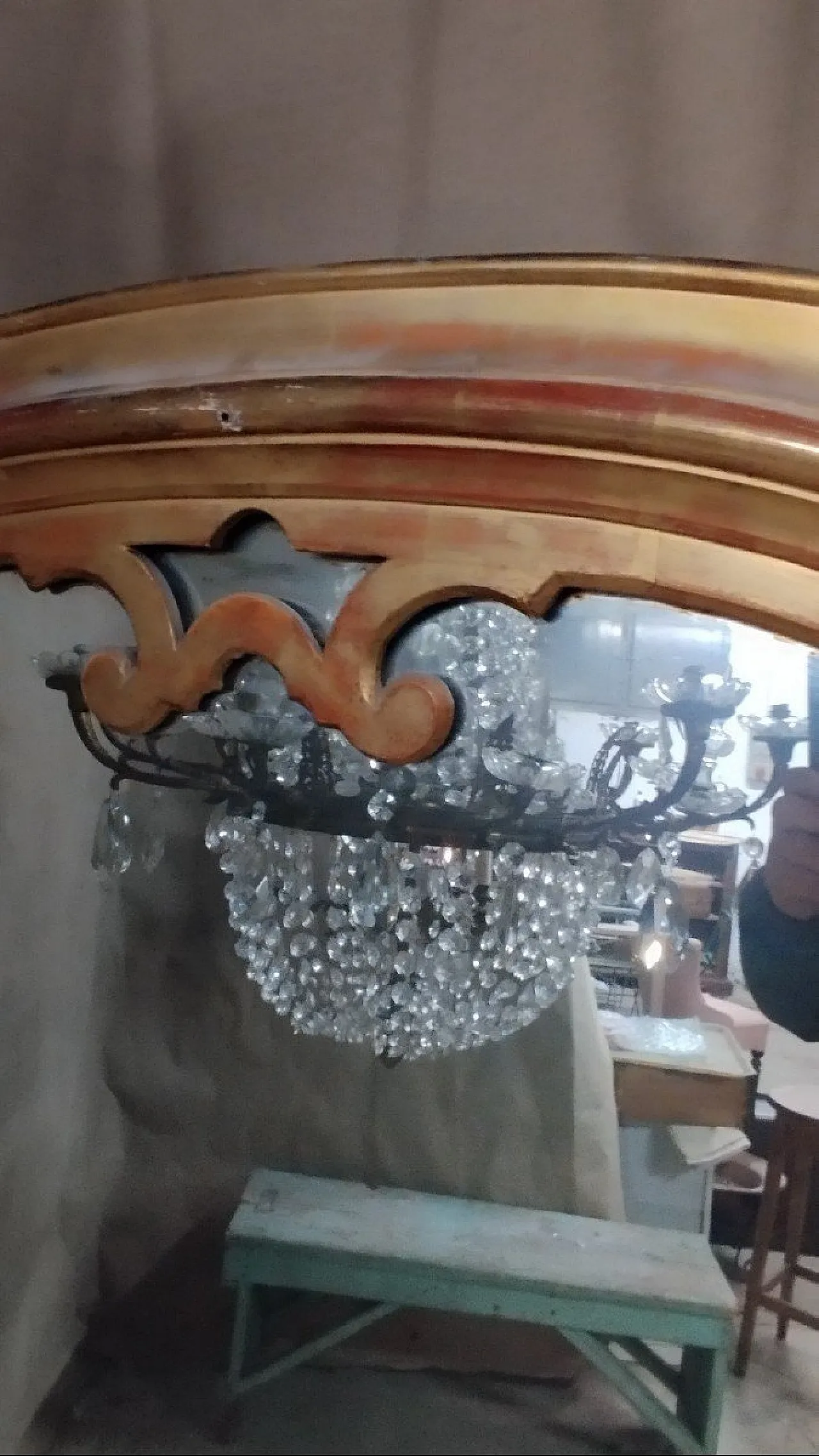 Specchio in legno con vernice dorata, '800 7