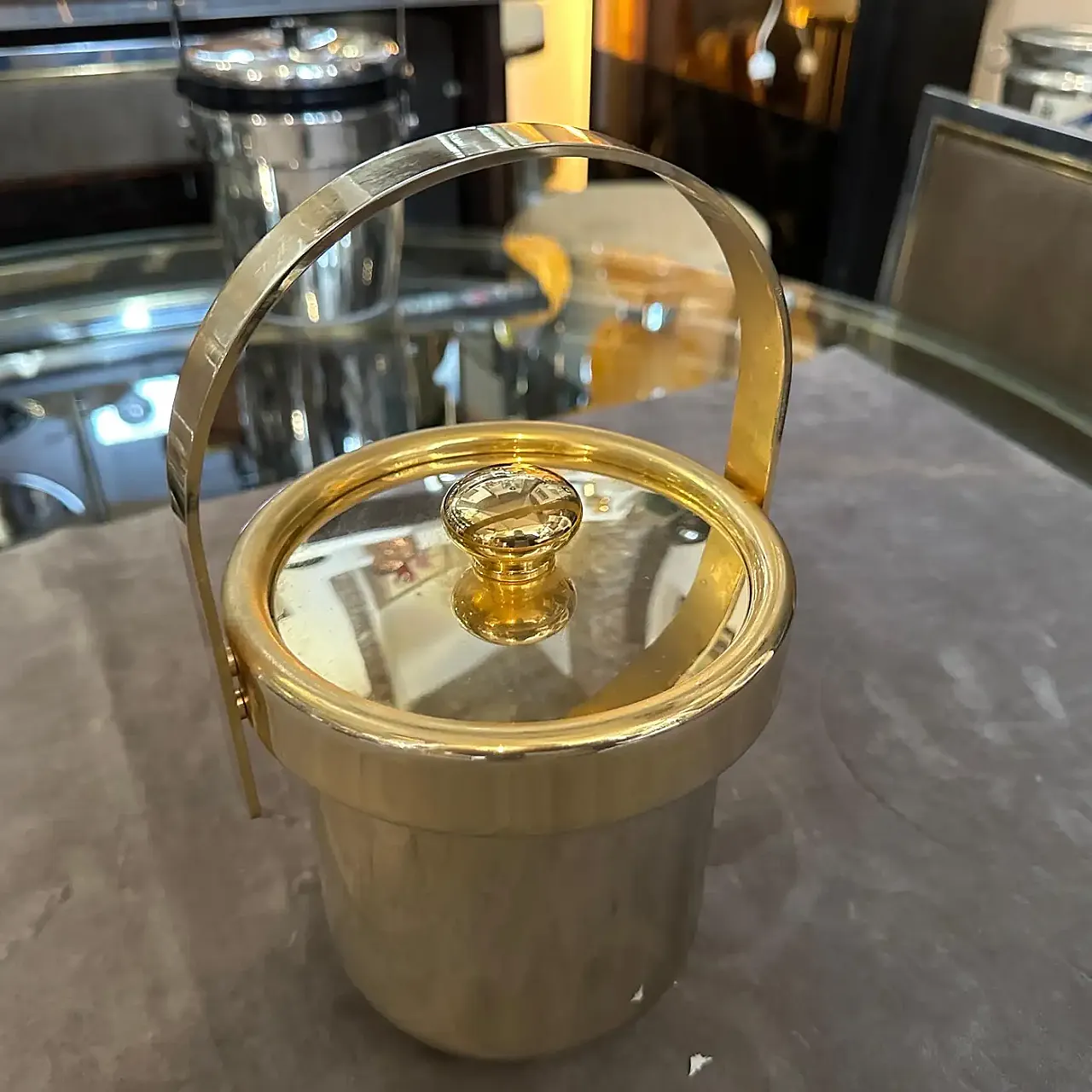 Mid-Century Modern gilded metal ice bucket, 1970s 10