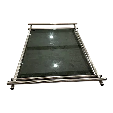 Modern silver plated and grey glass serving tray, 1970s