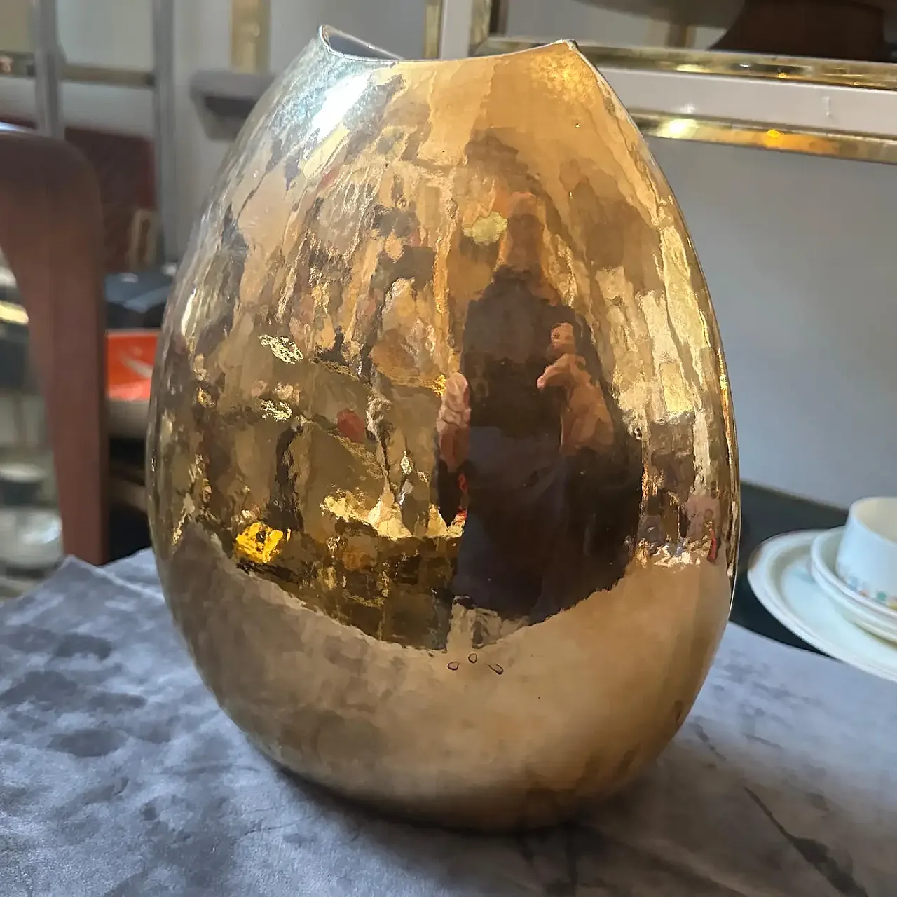 Golden porcelain vase by Nove San Marco, 1970s 2