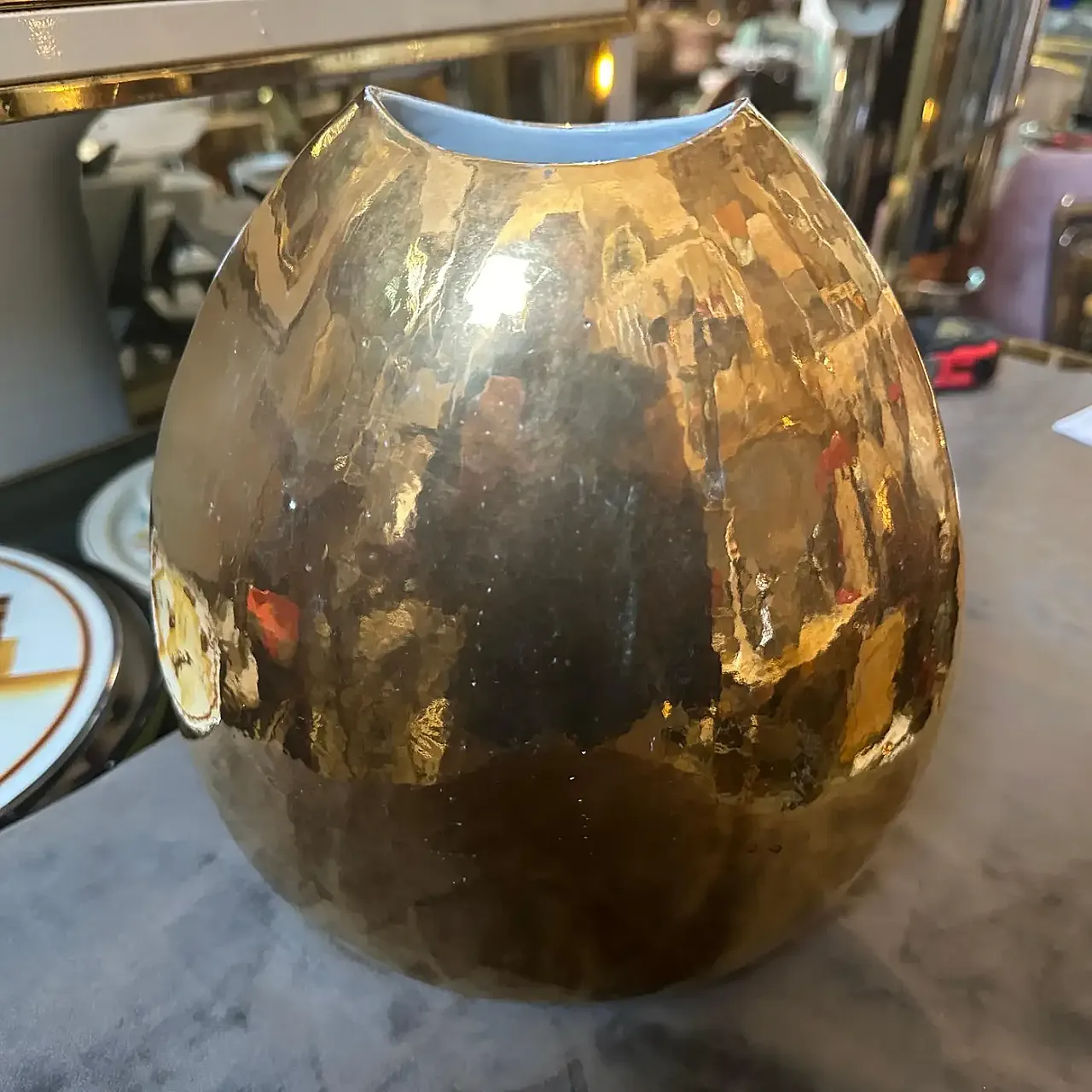 Golden porcelain vase by Nove San Marco, 1970s 3