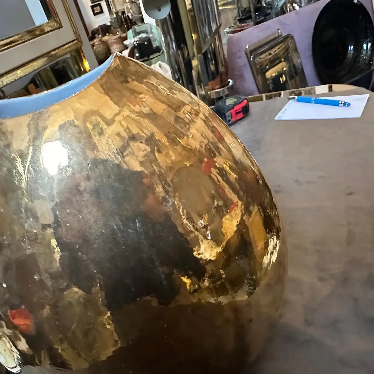 Golden porcelain vase by Nove San Marco, 1970s 4