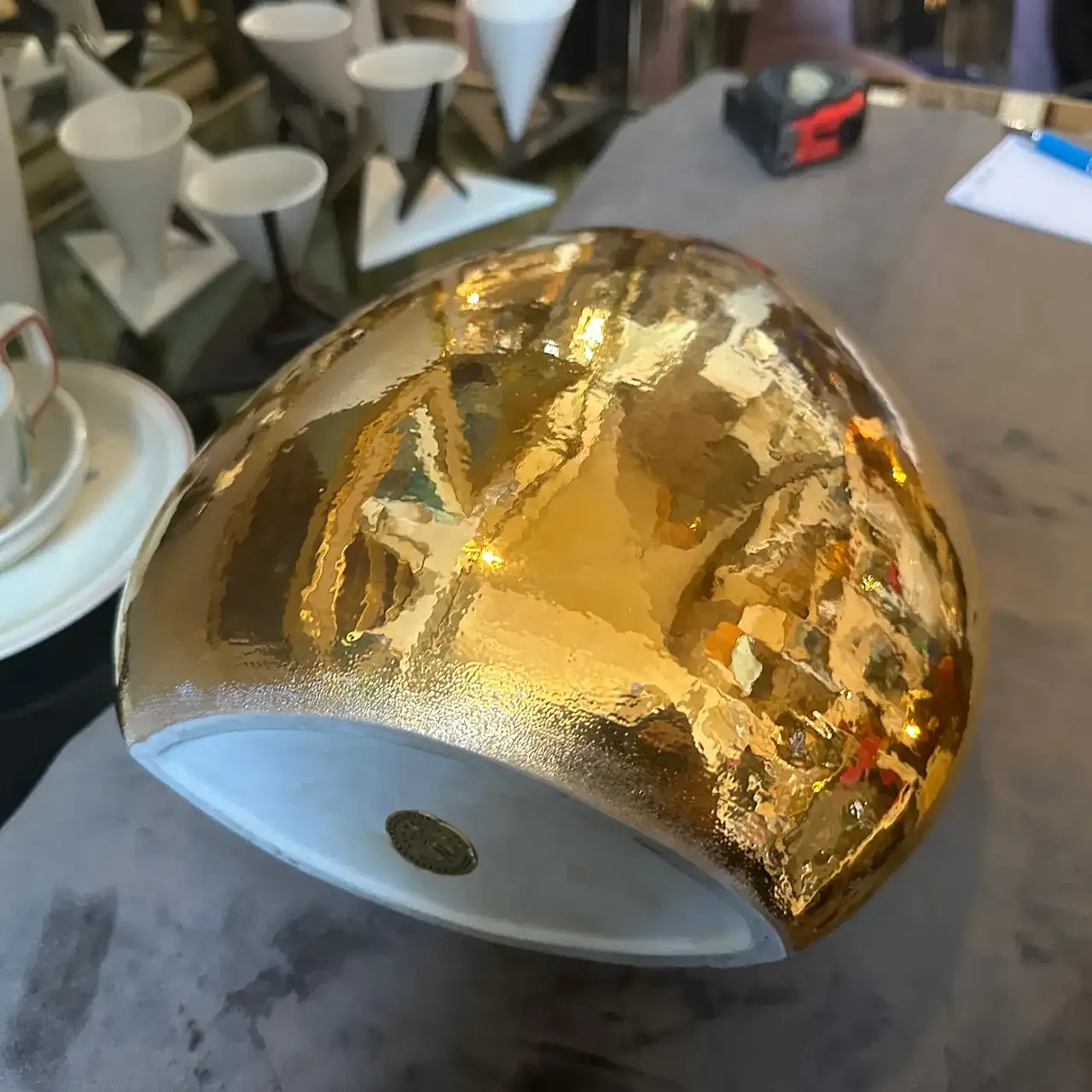 Golden porcelain vase by Nove San Marco, 1970s 6