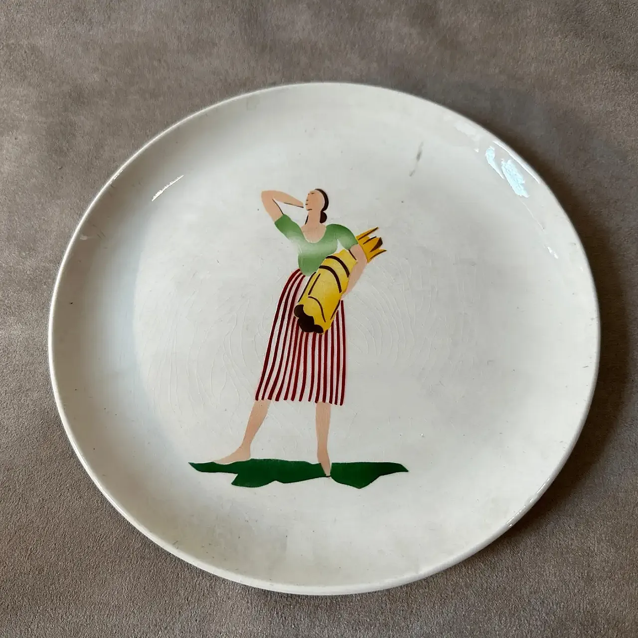 Piatto rotondo in ceramica di Guido Andlovitz per Laveno, anni '30 1