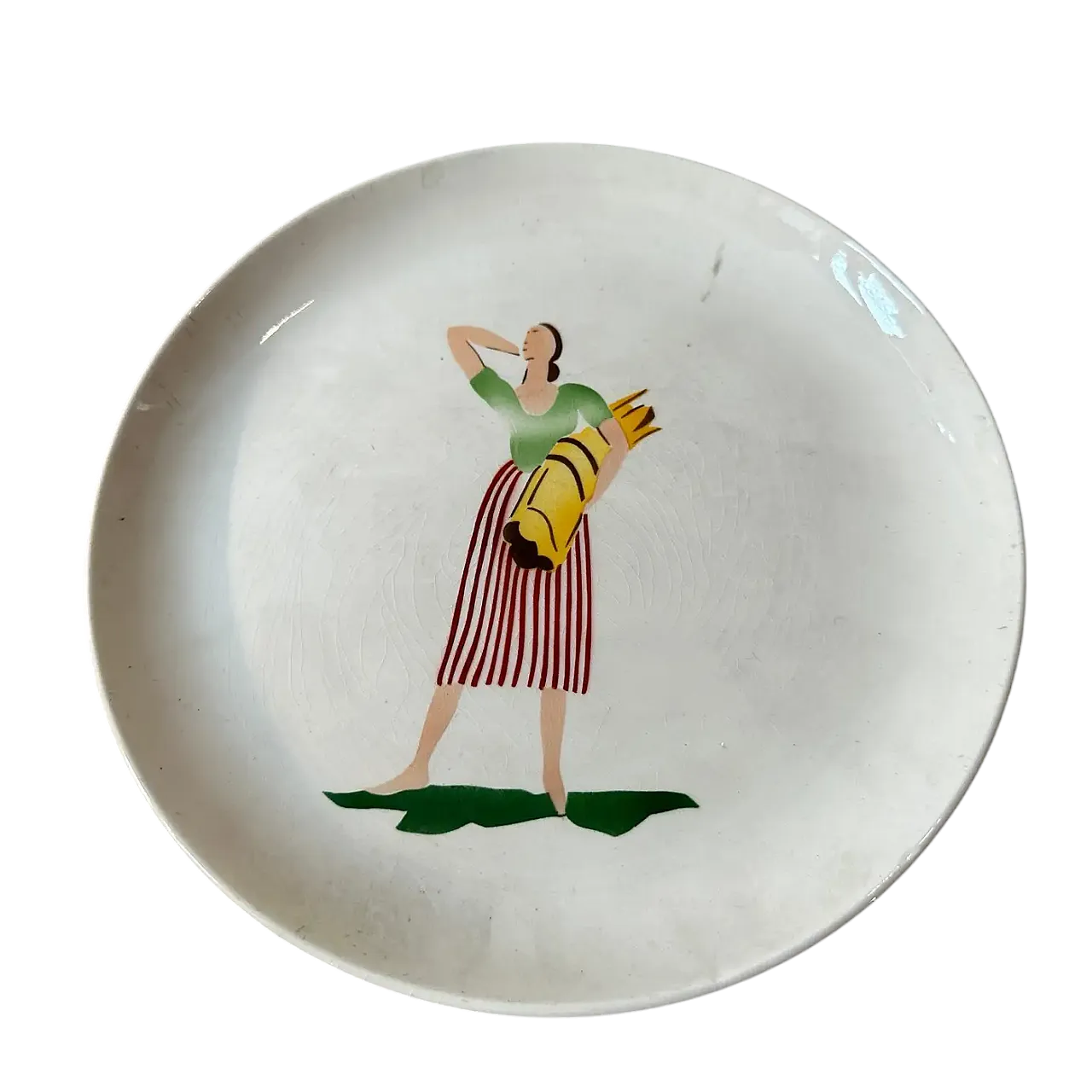 Piatto rotondo in ceramica di Guido Andlovitz per Laveno, anni '30 6
