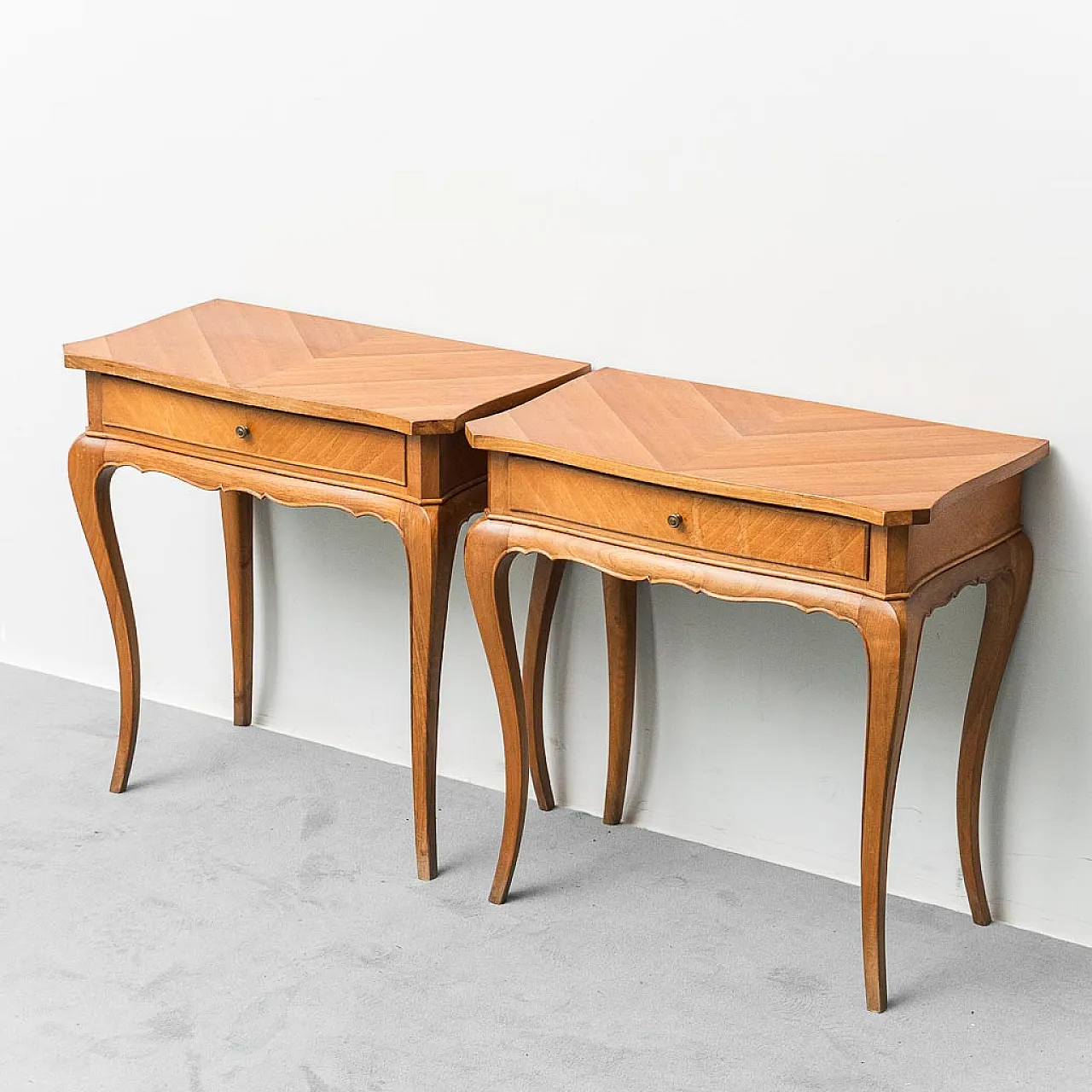 Pair of wooden bedside tables, 1950s 1