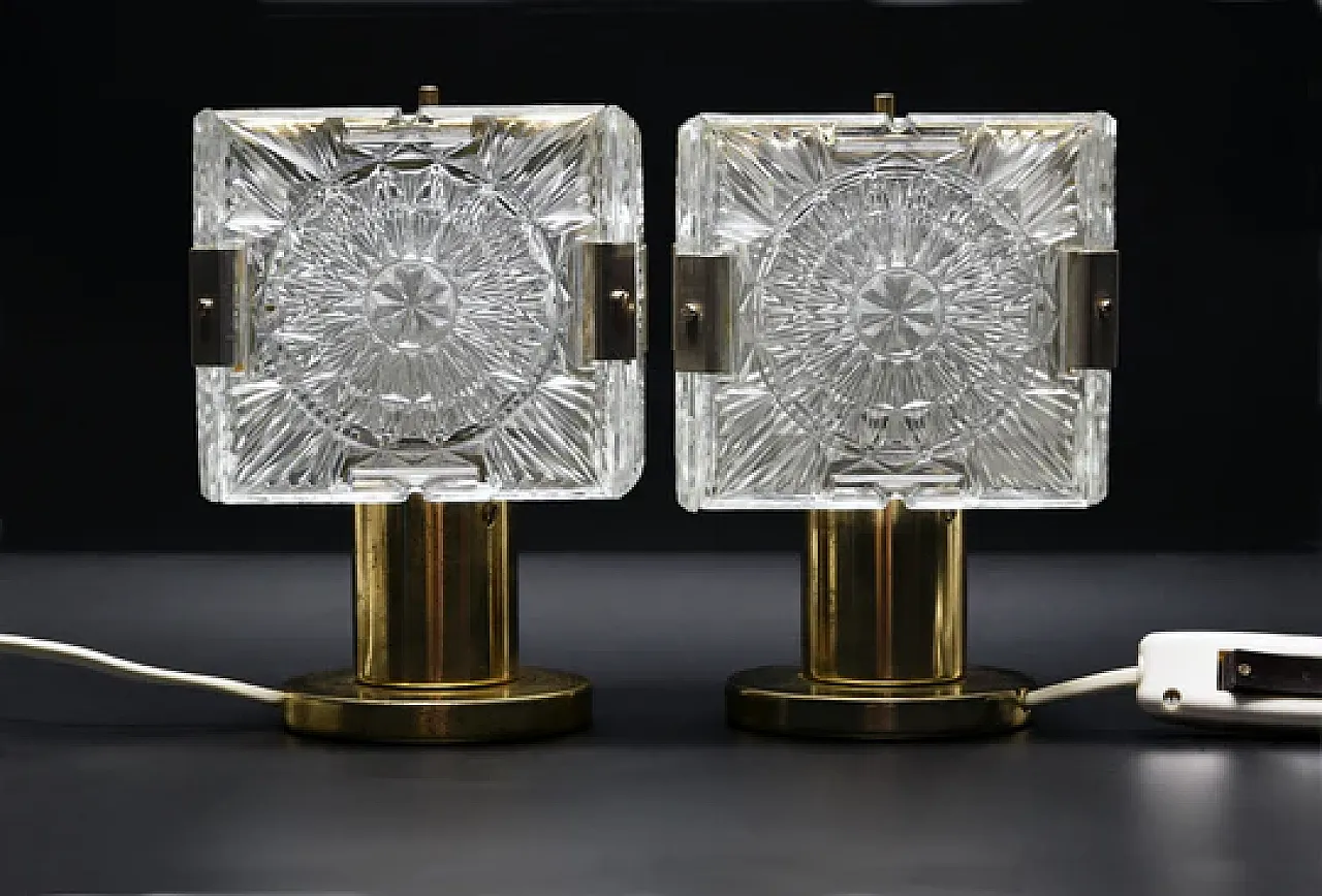 Coppia di lampade in cristallo di Jaroslav Beyvl Sr., anni '70 3
