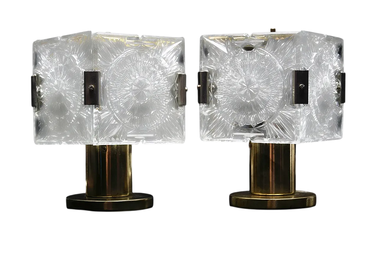 Coppia di lampade in cristallo di Jaroslav Beyvl Sr., anni '70 4