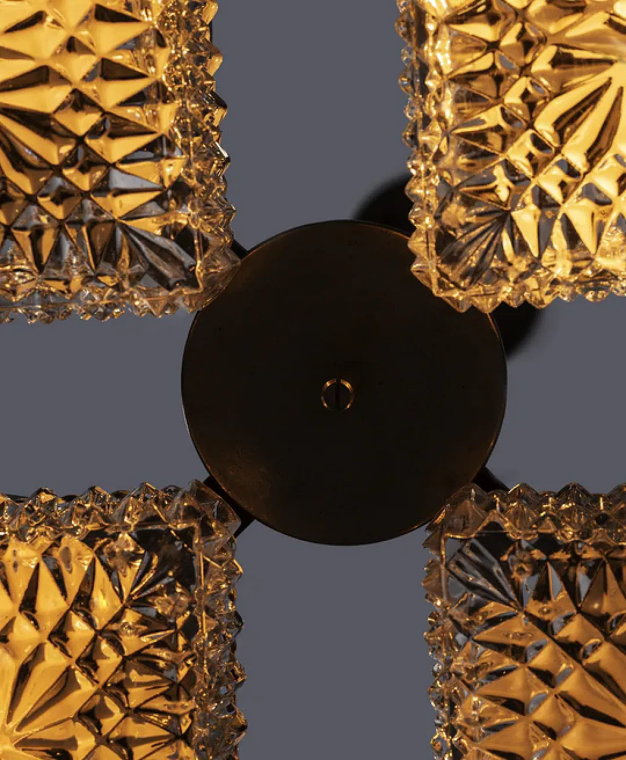 Lampadario a quattro luci in vetro e metallo di Napako, fine '900 6