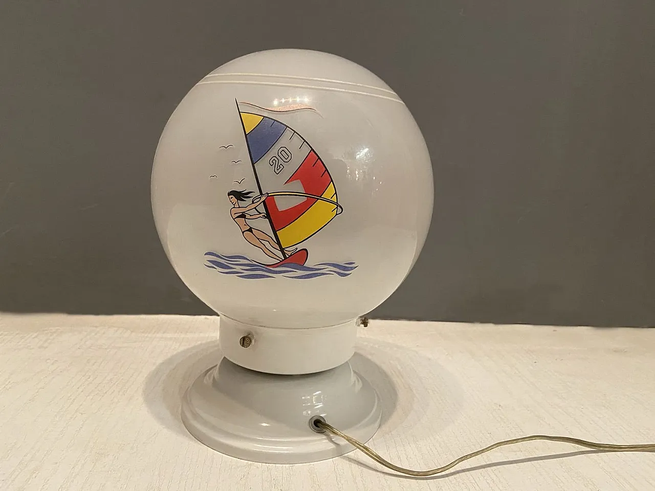 Pair of Mid-Century Opaline Glass Table Lamps, 1970s 1