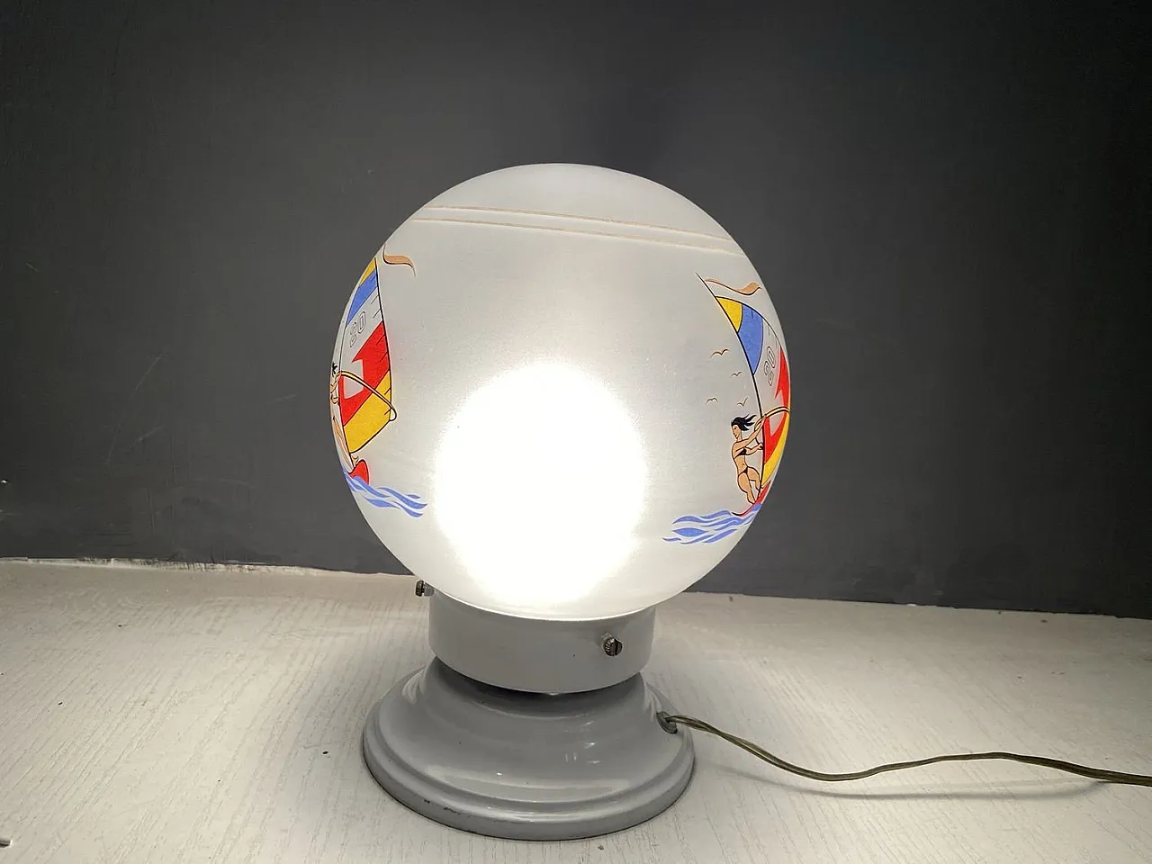 Pair of Mid-Century Opaline Glass Table Lamps, 1970s 2