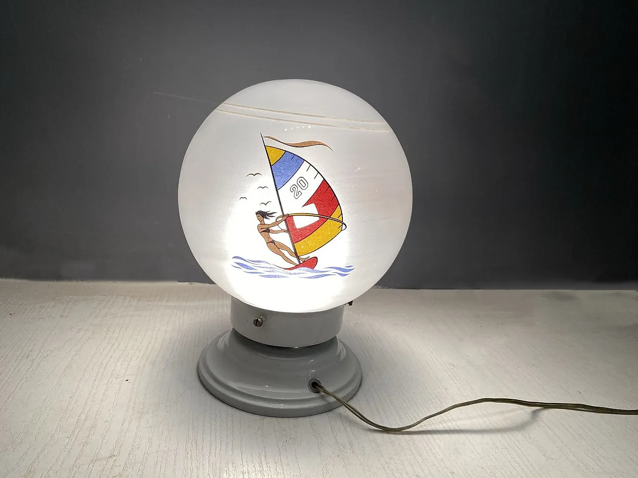 Pair of Mid-Century Opaline Glass Table Lamps, 1970s 3