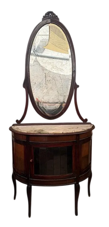 Inlaid crescent wooden furniture console sideboard, 1930s