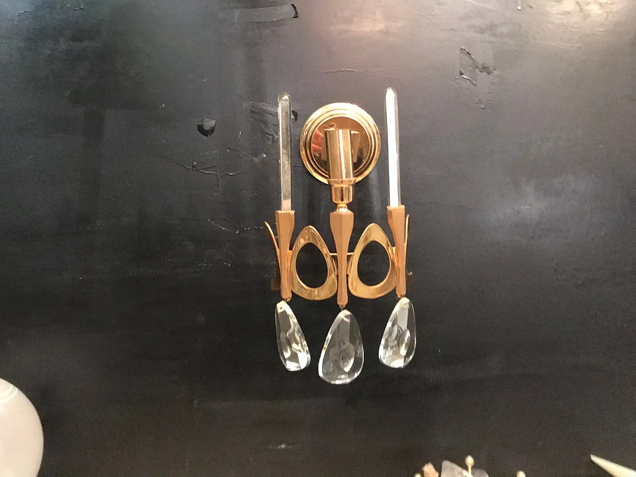 Coppia di applique in cristallo di Gaetano Sciolari, anni '70 3