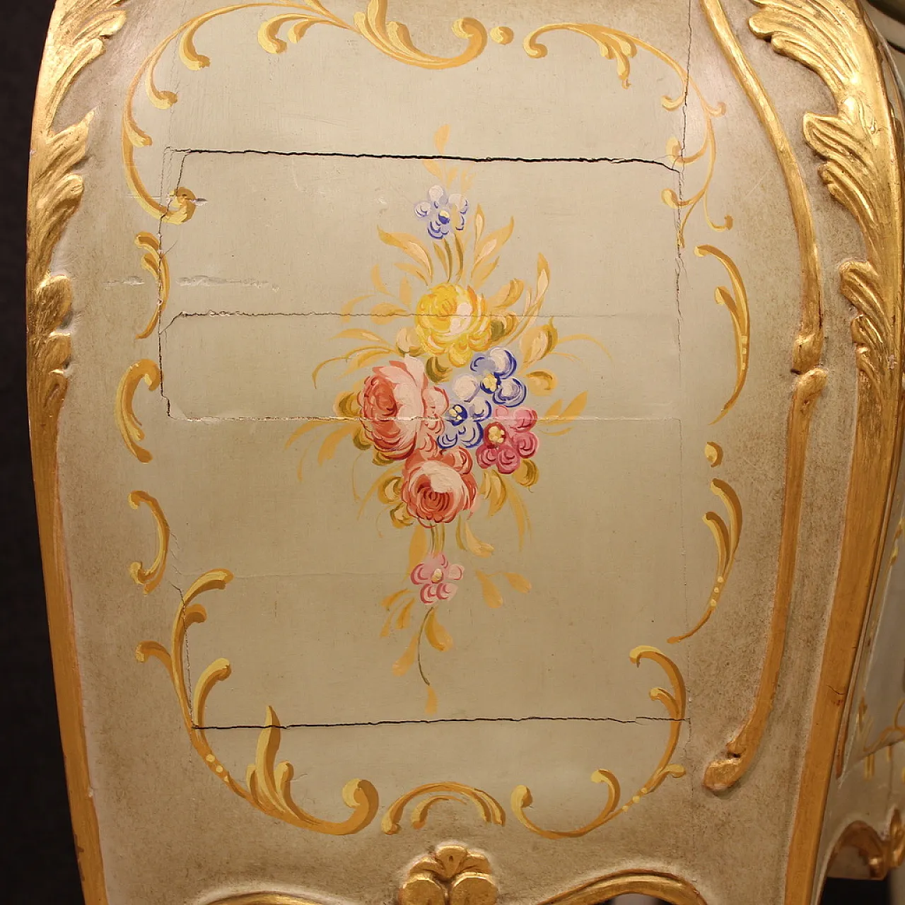 Comò veneziano laccato, dipinto e dorato, '900 6