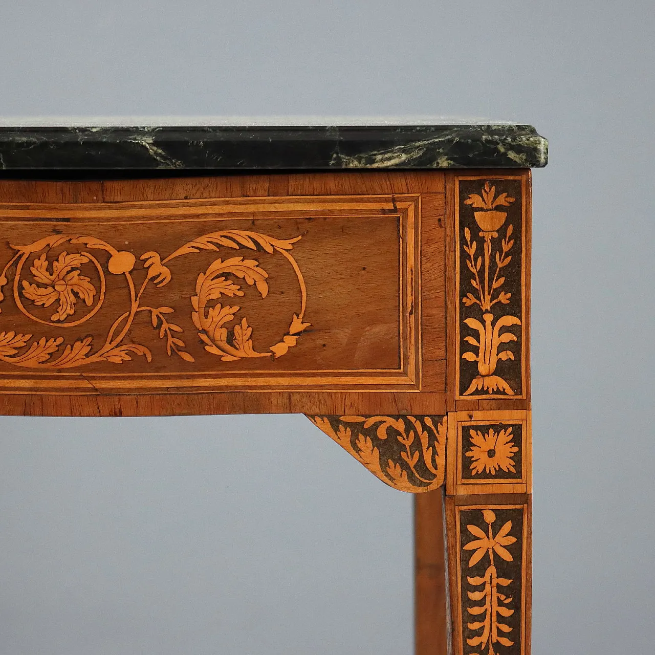 Consolle neoclassica in noce, acero e marmo, '700 6