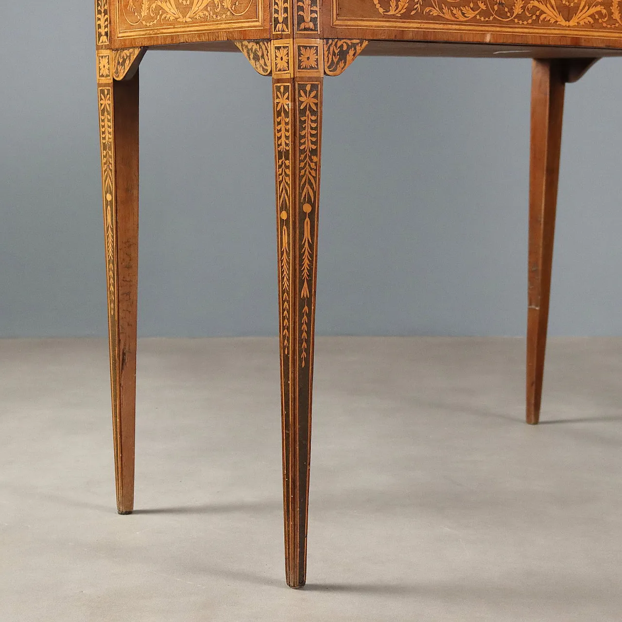 Consolle neoclassica in noce, acero e marmo, '700 7