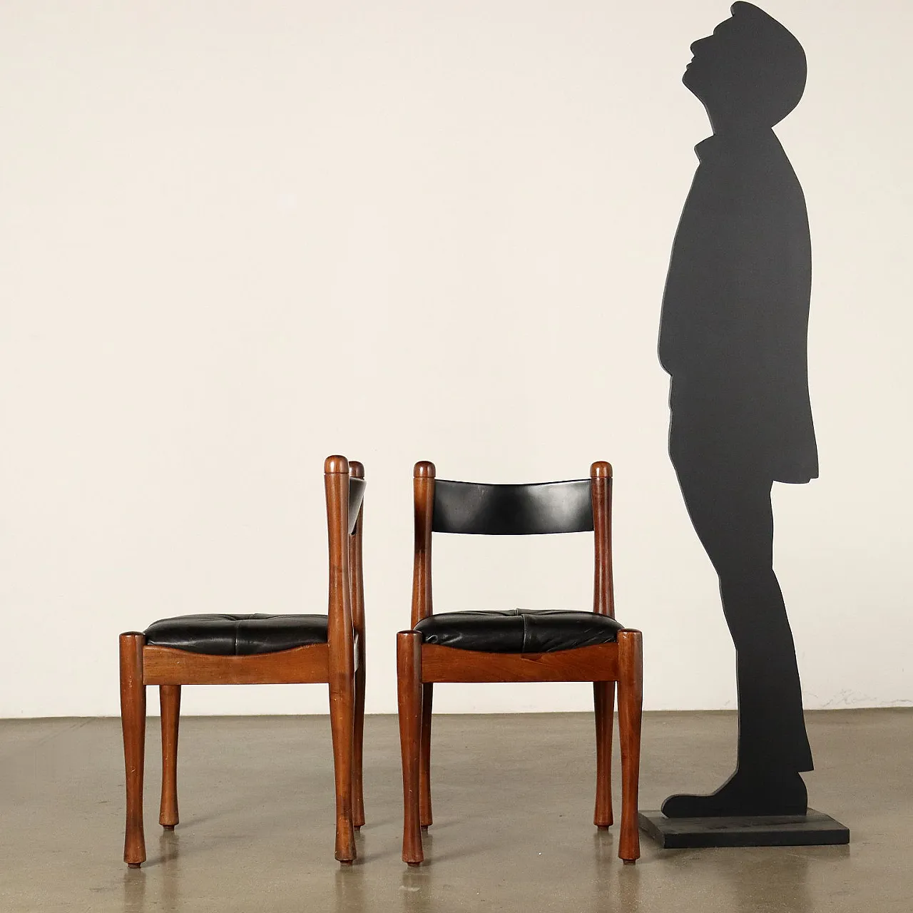 Wooden and leather chairs by Silvio Coppola for Bernini, 20th century 3