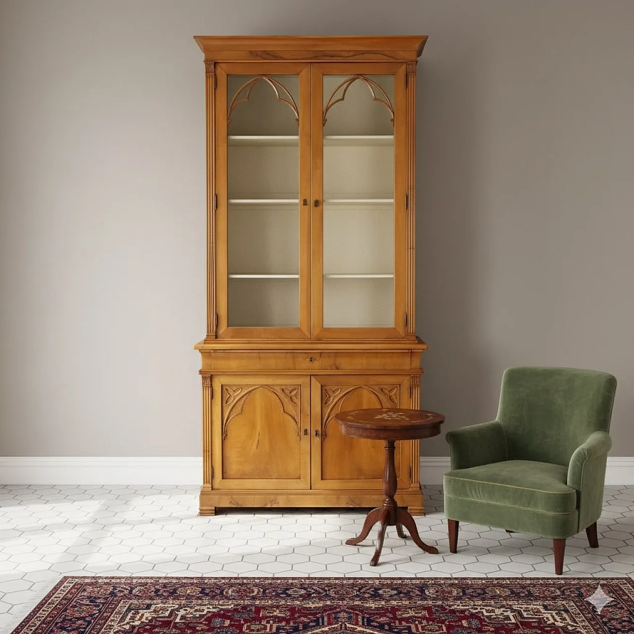 Credenza neogotica in noce, metà '800 2