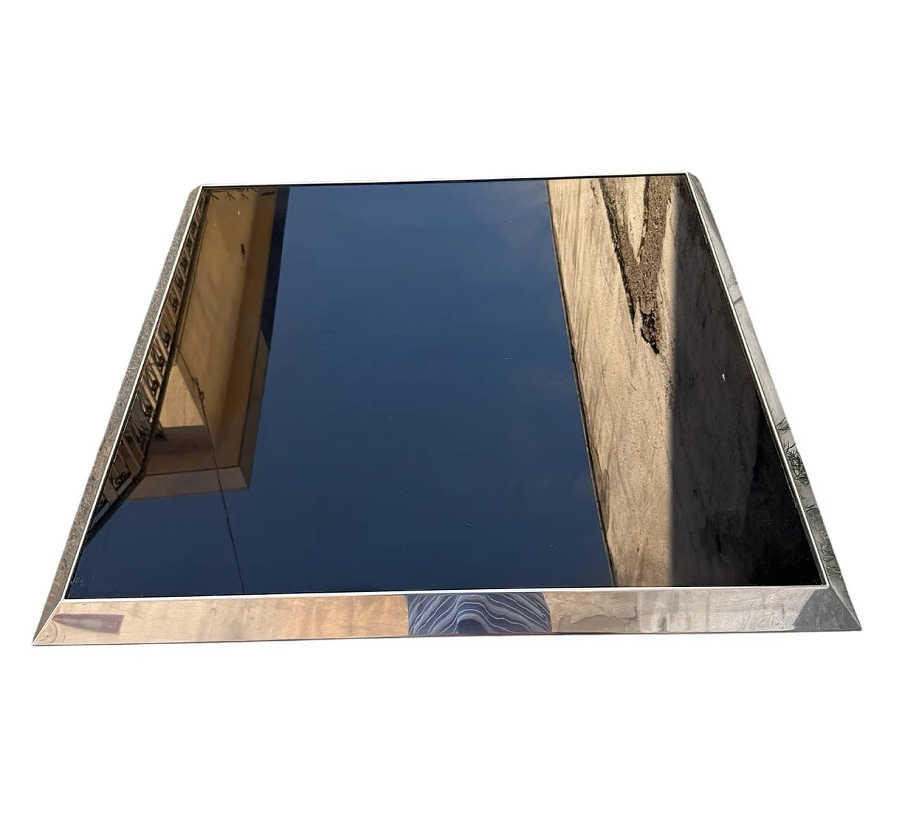 Smoked glass and steel coffee table, 1970s 2