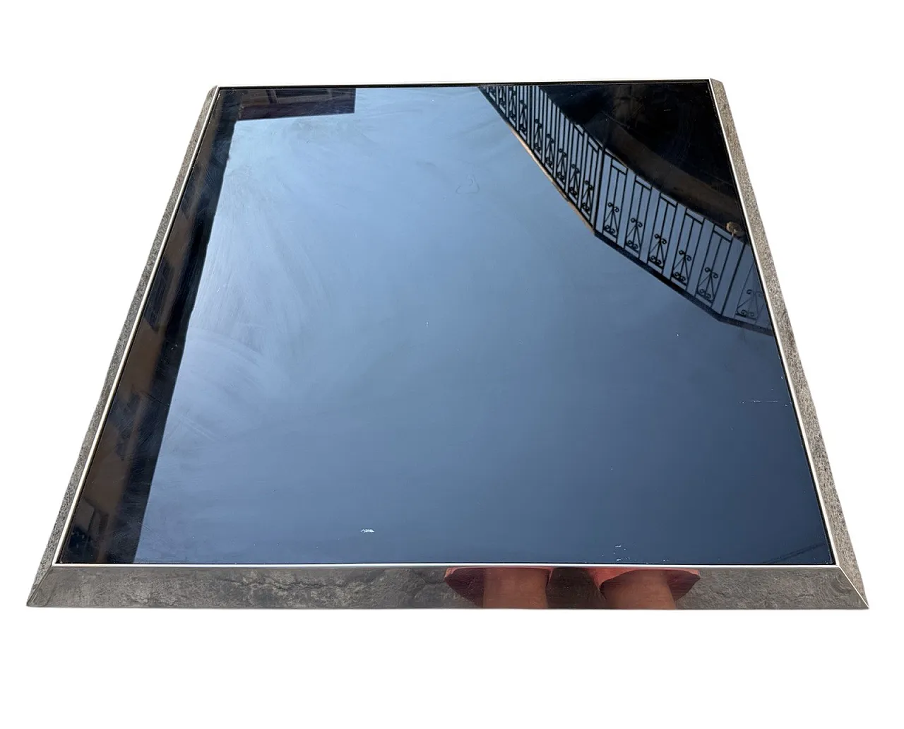 Smoked glass and steel coffee table, 1970s 4