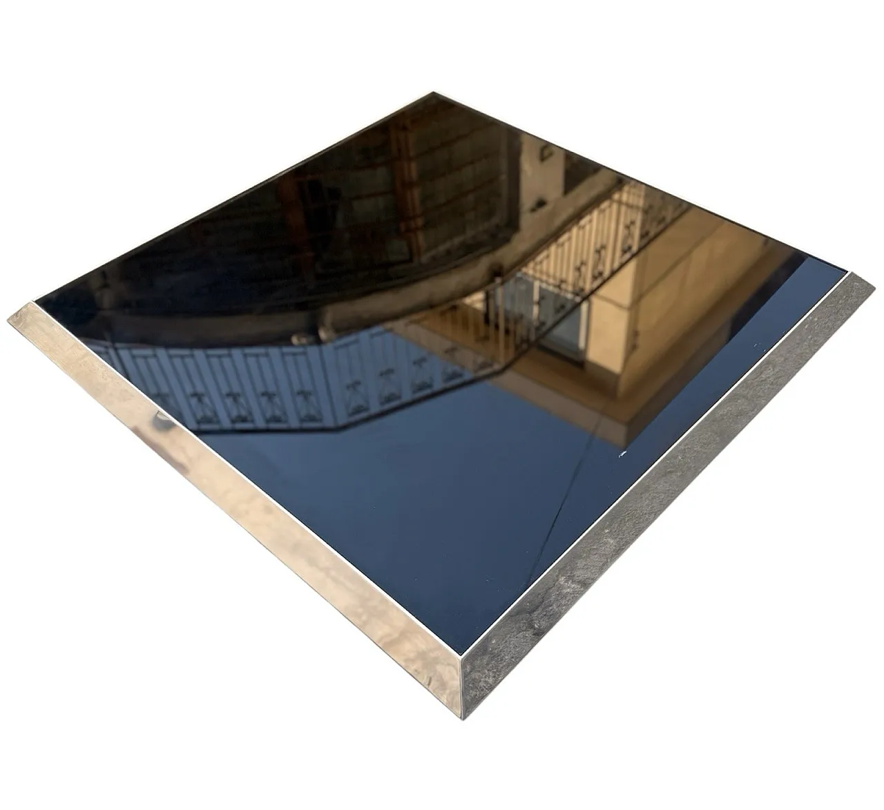 Smoked glass and steel coffee table, 1970s 8