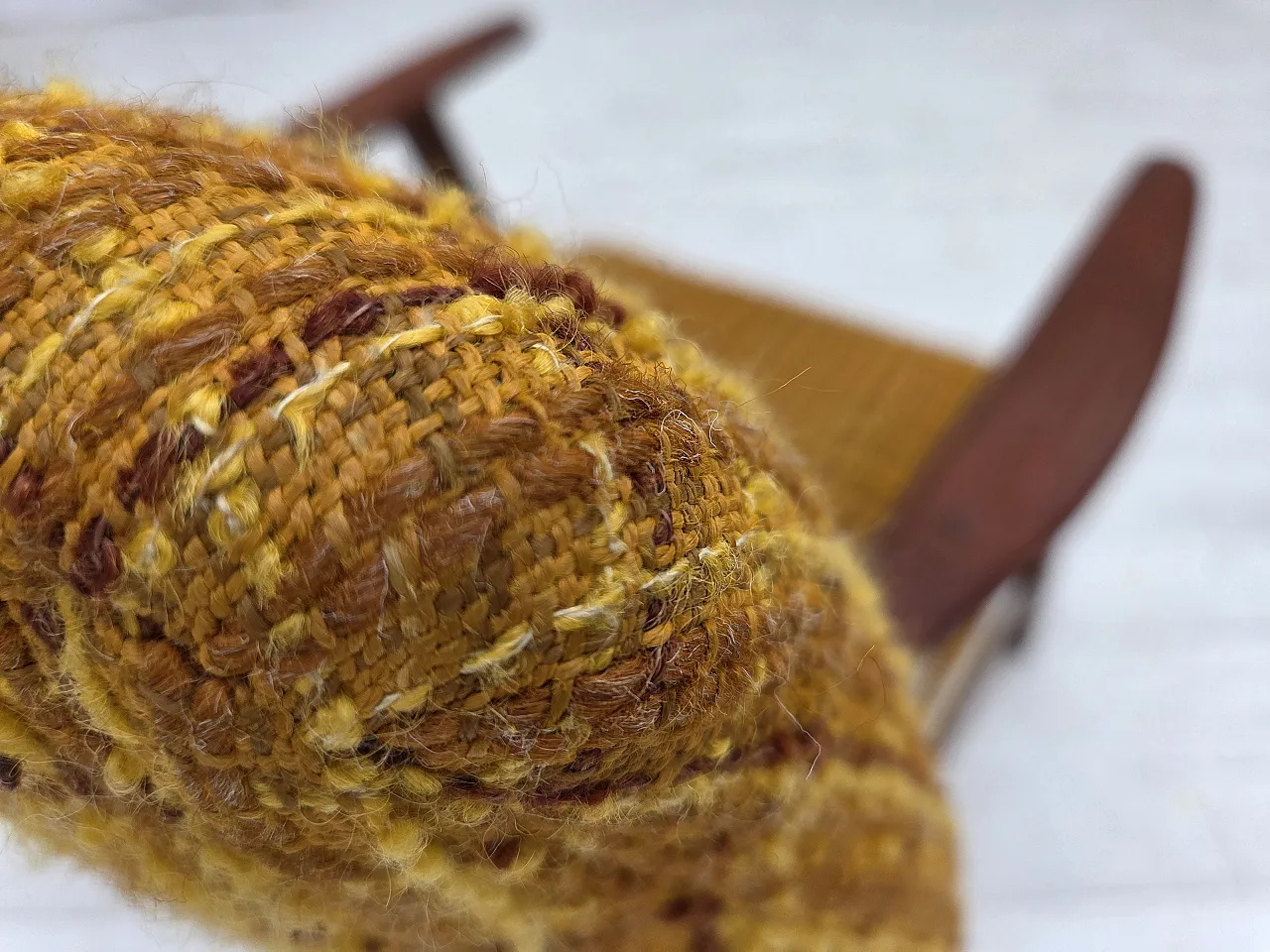 Poltrona danese in lana  teak, legno di quercia, anni '60 8