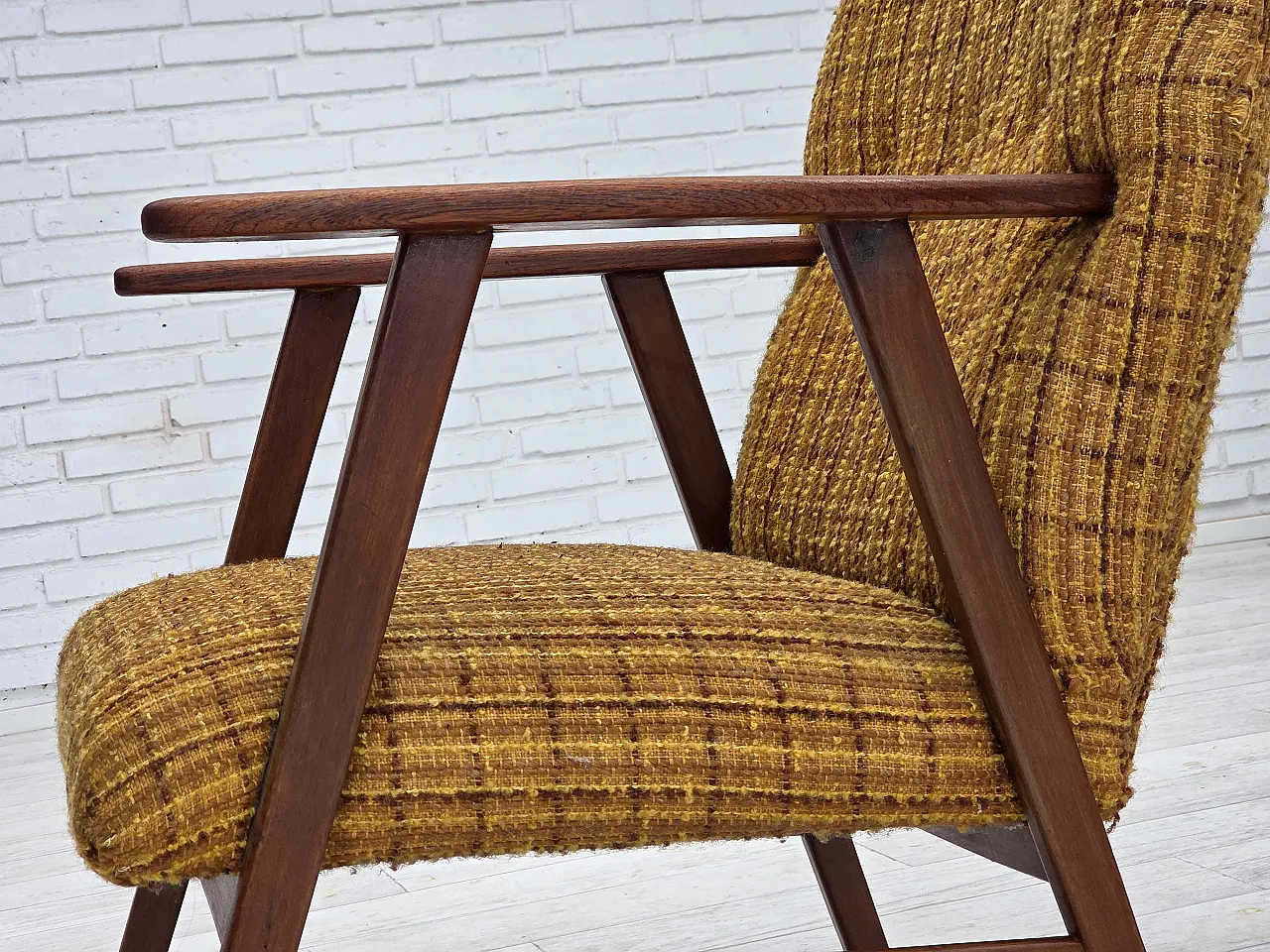 Poltrona danese in lana  teak, legno di quercia, anni '60 17