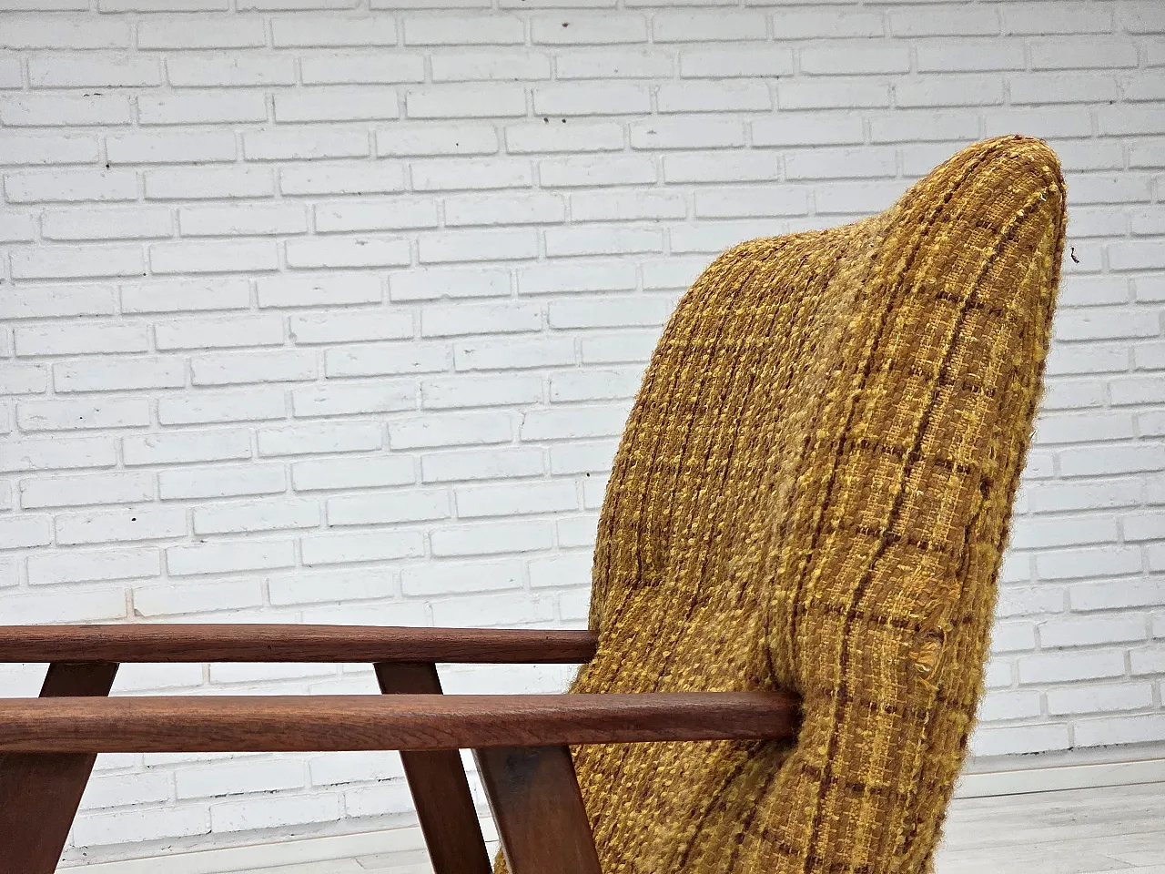 Poltrona danese in lana  teak, legno di quercia, anni '60 18