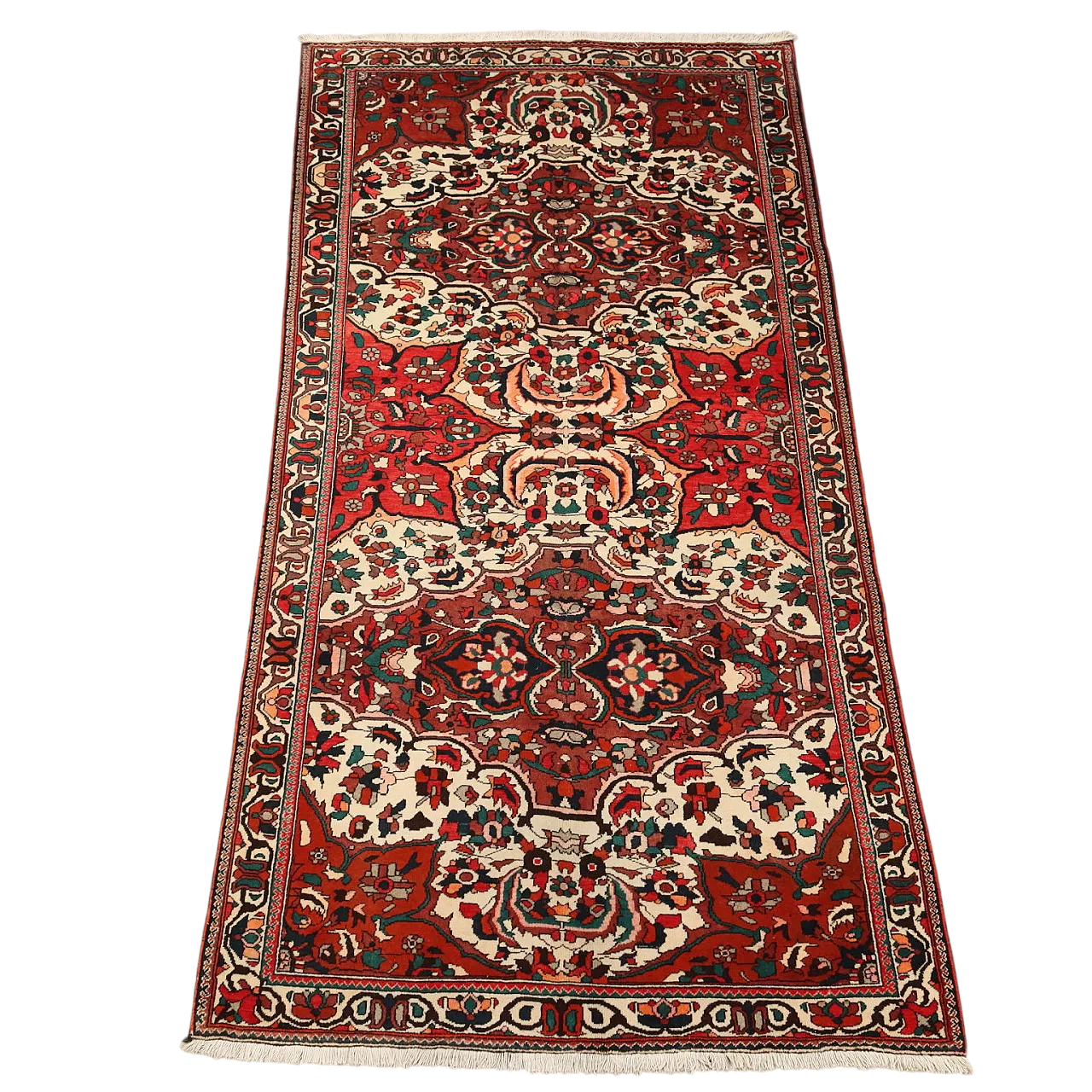 Tappeto Baktiary in cotone e lana, nodo grosso, fatto a mano, '900 10