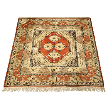 Tappeto Kars in cotone e lana tessuto a mano con nodo grande, '900