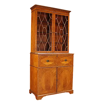 Libreria inglese in legno satinato, fine '800