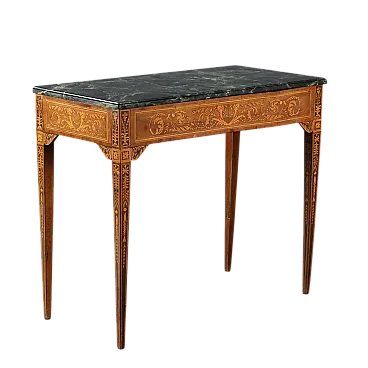 Consolle neoclassica in noce, acero e marmo, '700