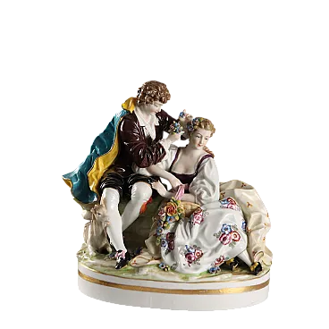 Scultura in porcellana attribuibile a E&A Muller Thuringia, '900