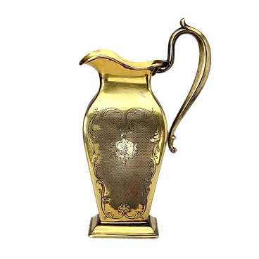 Brocca in argento vermeil cesellato e lavorato a bulino, '800