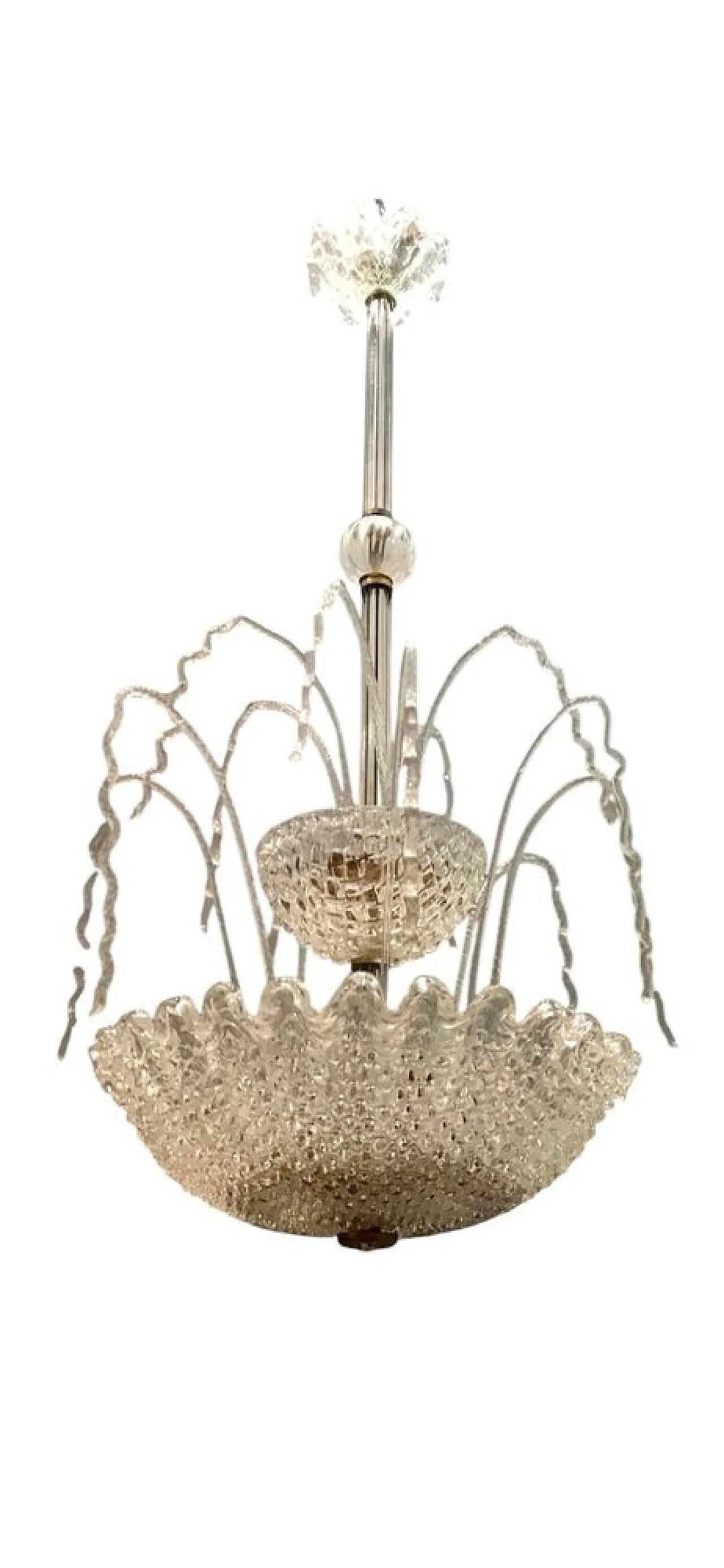 Art Deco Murano Glass Cascade Chandelier by Ercole Barovier, 1950s 1