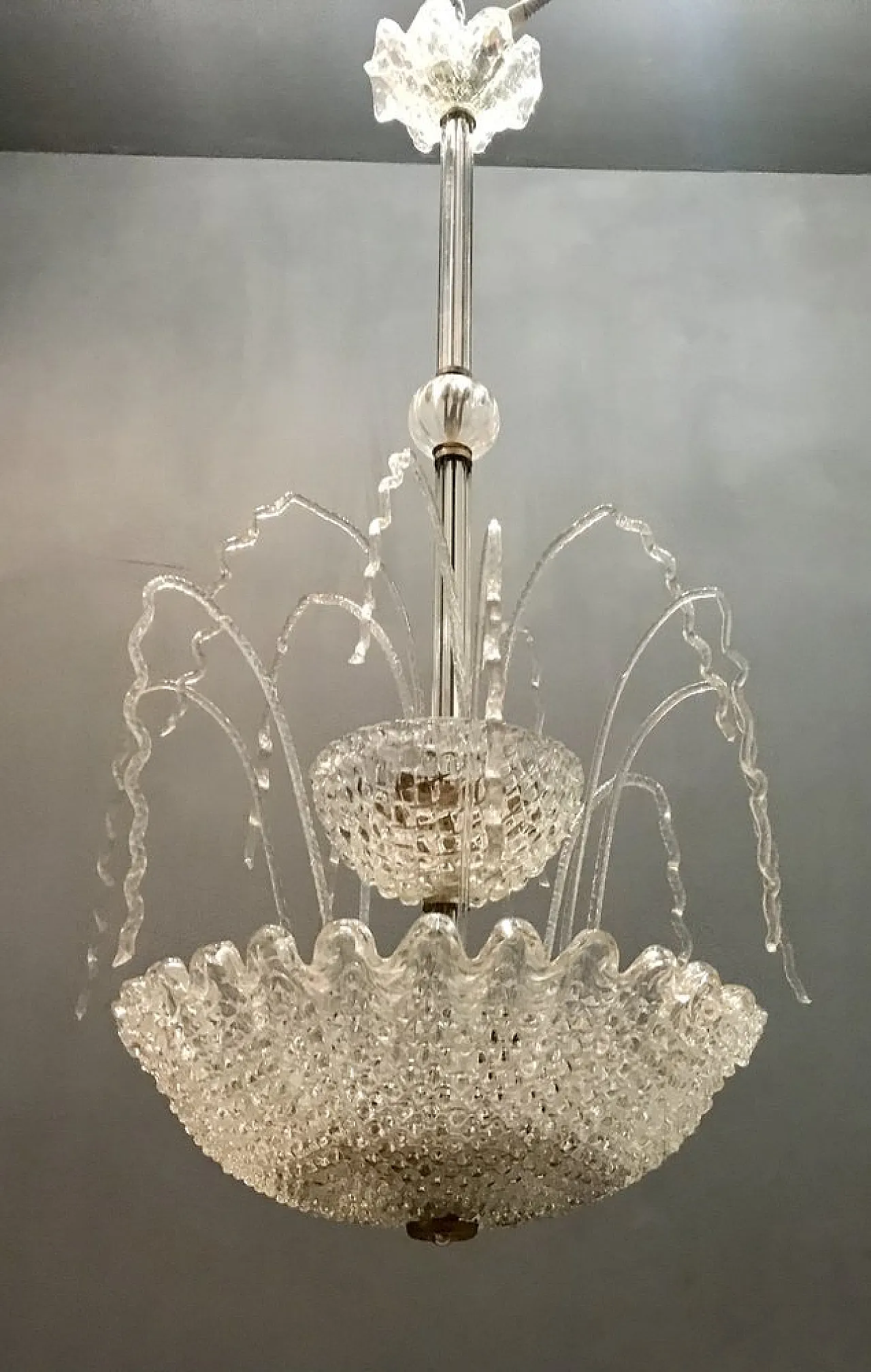 Art Deco Murano Glass Cascade Chandelier by Ercole Barovier, 1950s 6