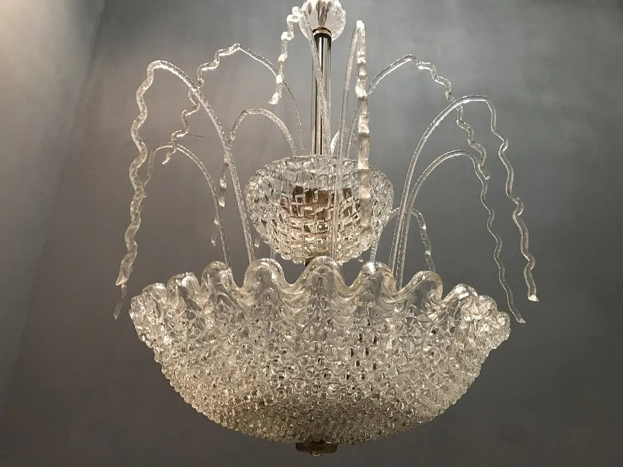 Art Deco Murano Glass Cascade Chandelier by Ercole Barovier, 1950s 8