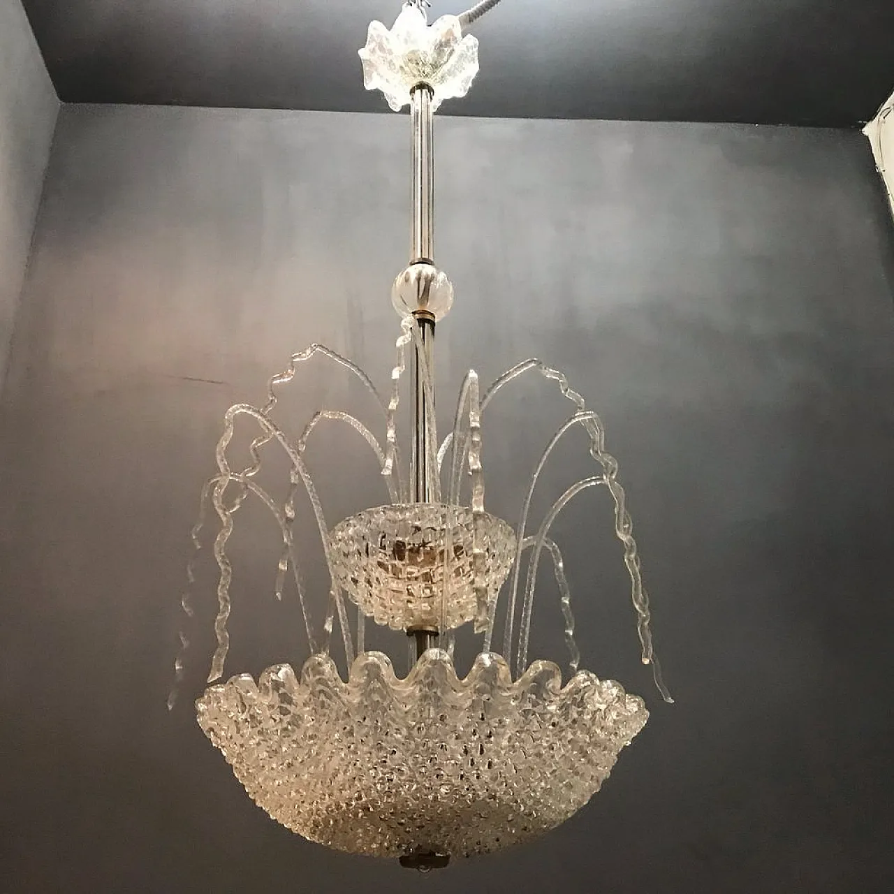 Art Deco Murano Glass Cascade Chandelier by Ercole Barovier, 1950s 10