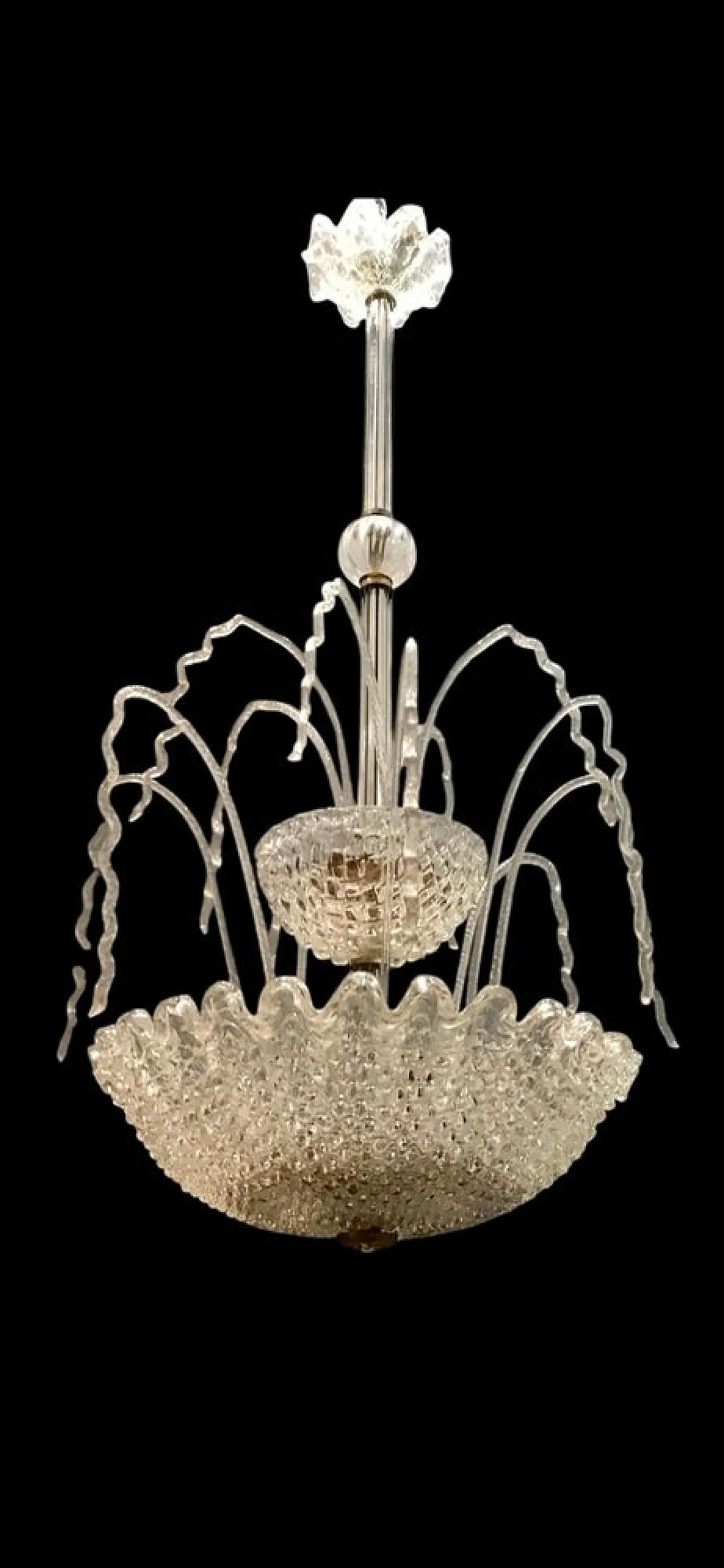 Art Deco Murano Glass Cascade Chandelier by Ercole Barovier, 1950s 13