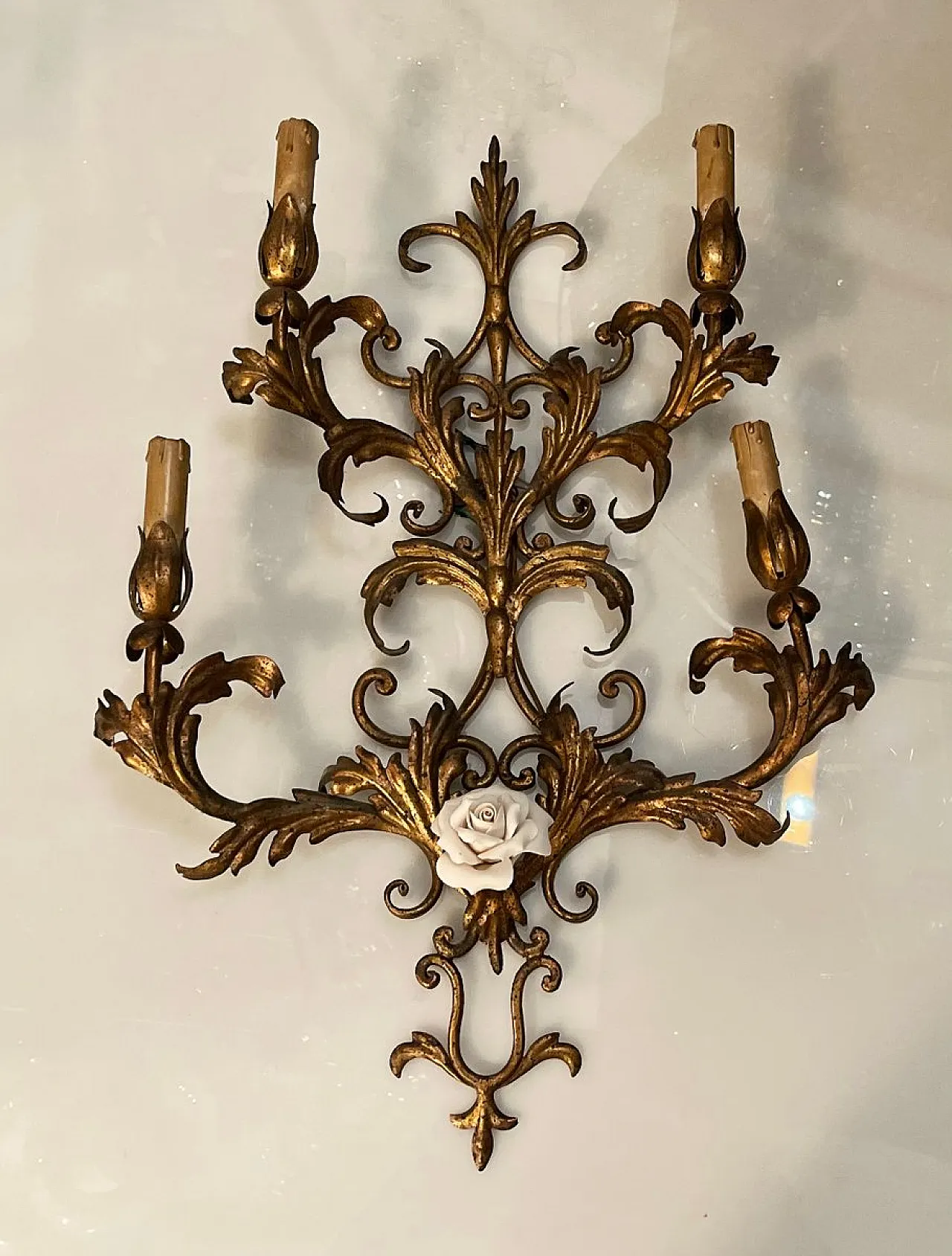 Pair of gilded sconces, 1960s 1