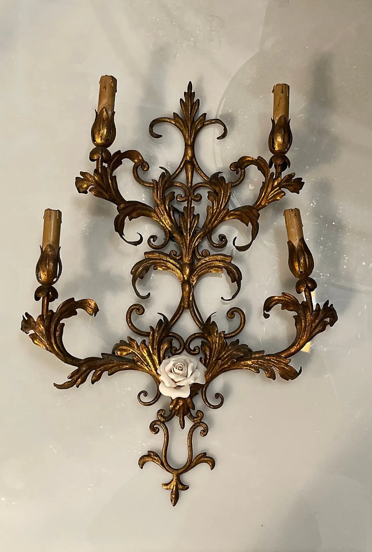 Pair of gilded sconces, 1960s 2