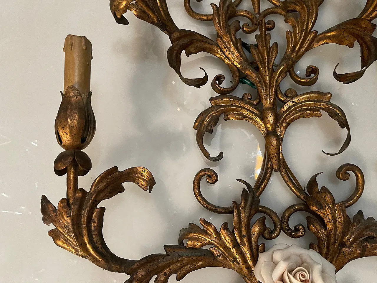 Pair of gilded sconces, 1960s 3