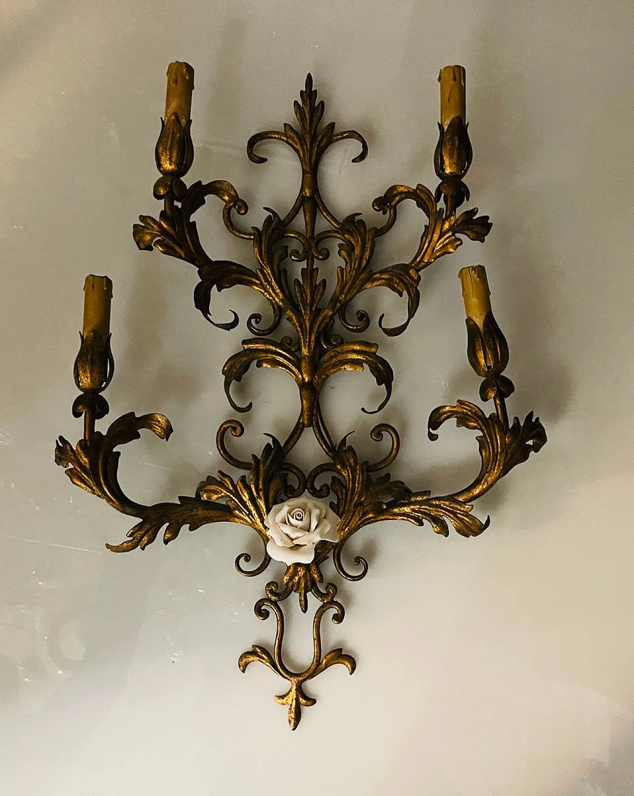 Pair of gilded sconces, 1960s 5