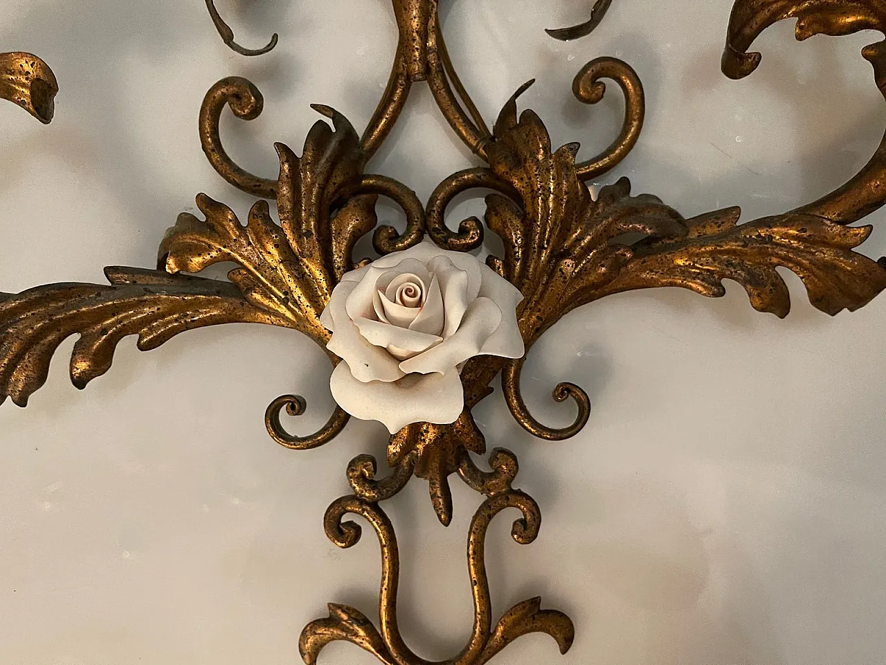 Pair of gilded sconces, 1960s 7