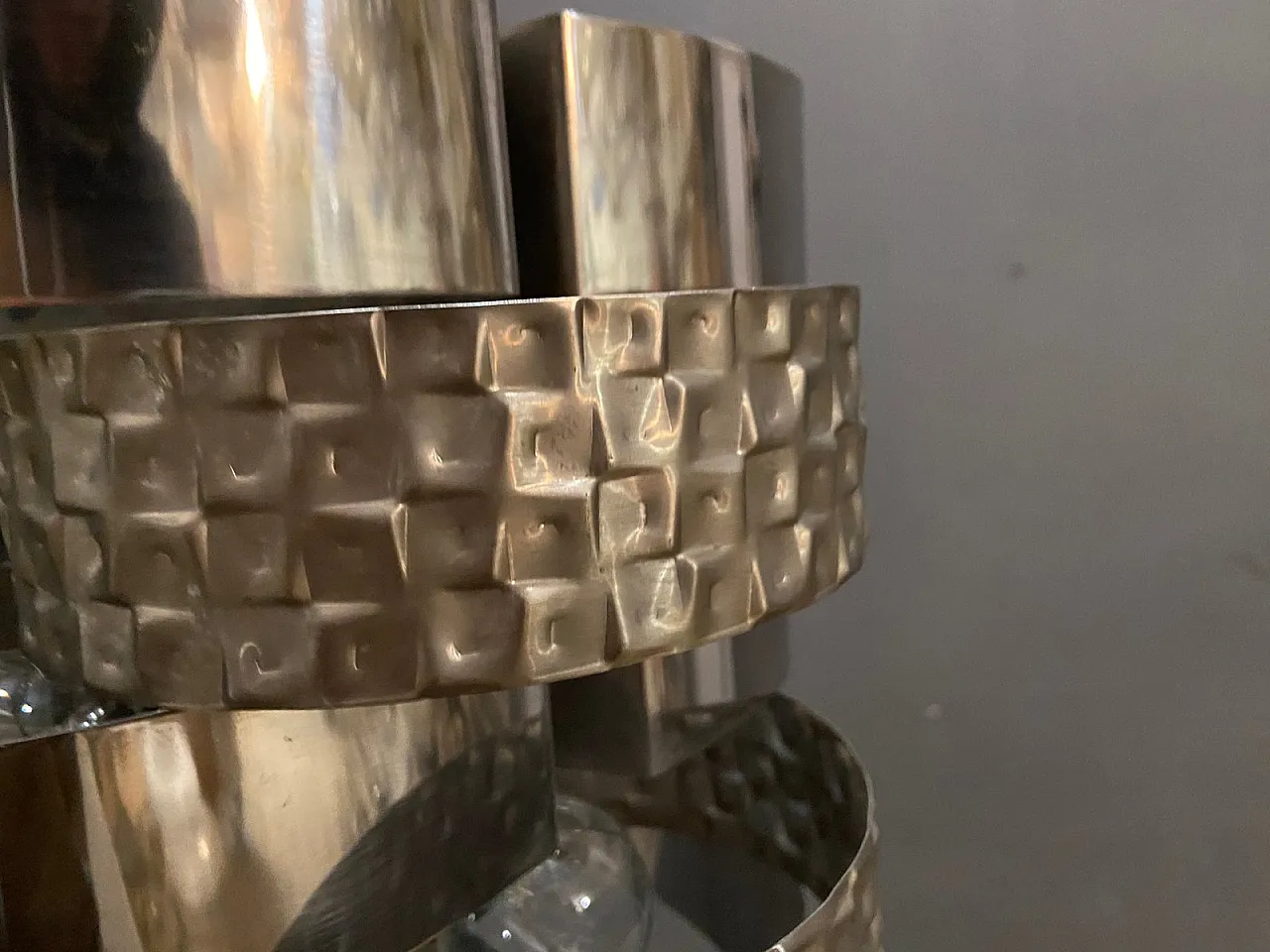 Lampada a sospensione Mid-Century in metallo di Mazzega, anni '70 4