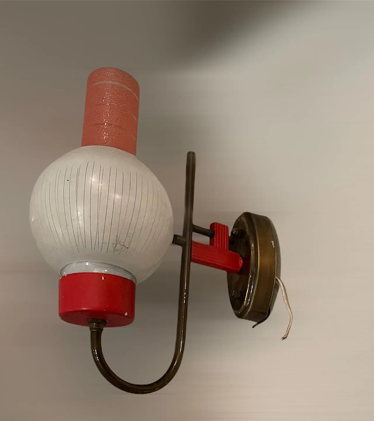 Pair of Red Glass Sconces from Stilnovo, 1950s 2